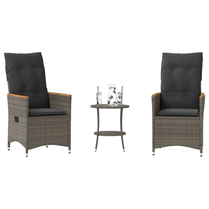 Set Bistro De Grădină Cu Perne, 3 Piese, , Poliratan