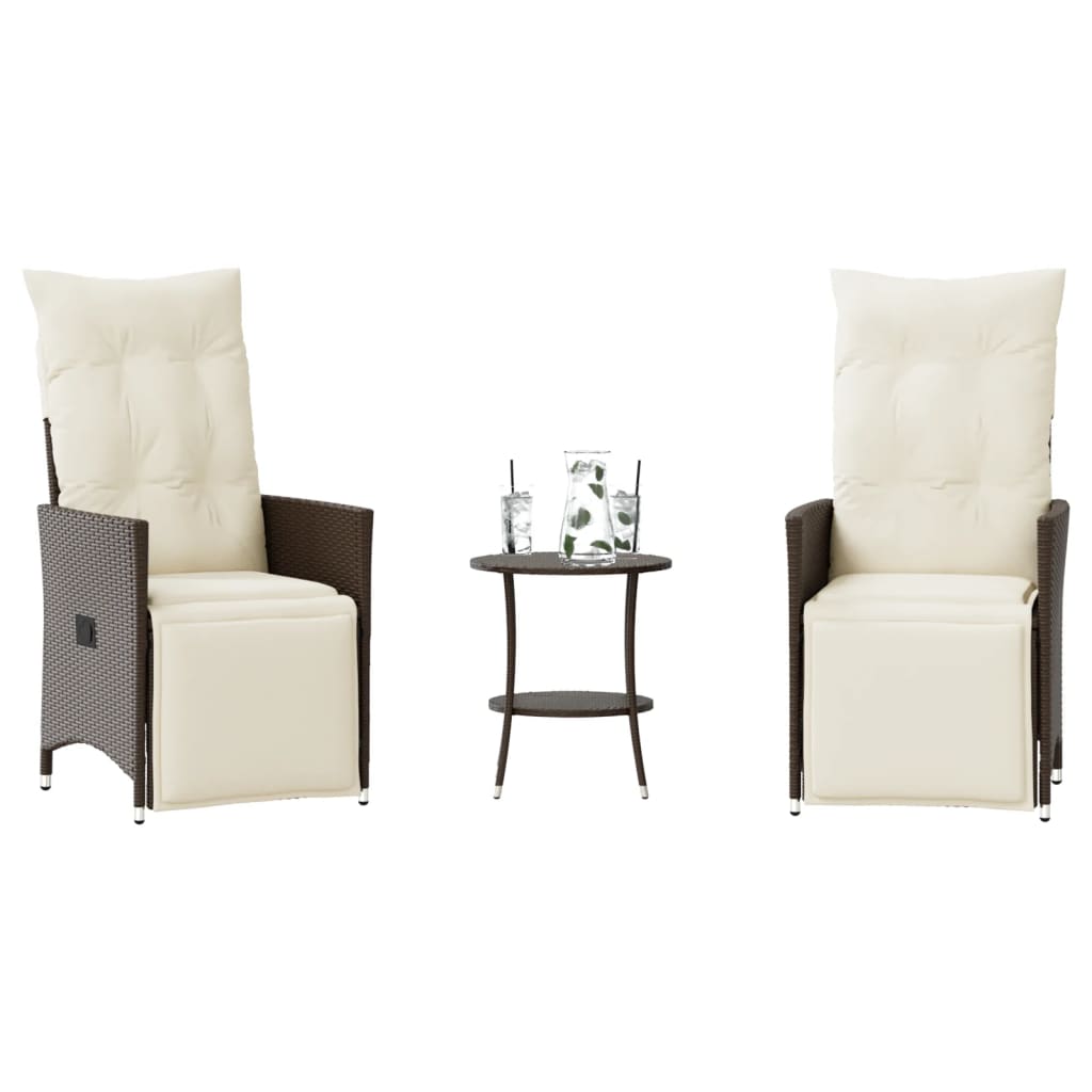 Set Bistro De Grădină Cu Perne, 3 Piese, , Poliratan