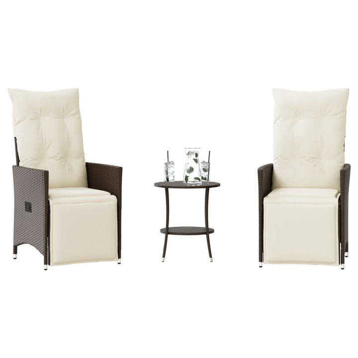 Set Bistro De Grădină Cu Perne, 3 Piese, , Poliratan