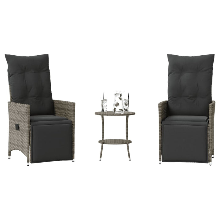 Set Bistro De Grădină Cu Perne, 3 Piese, , Poliratan