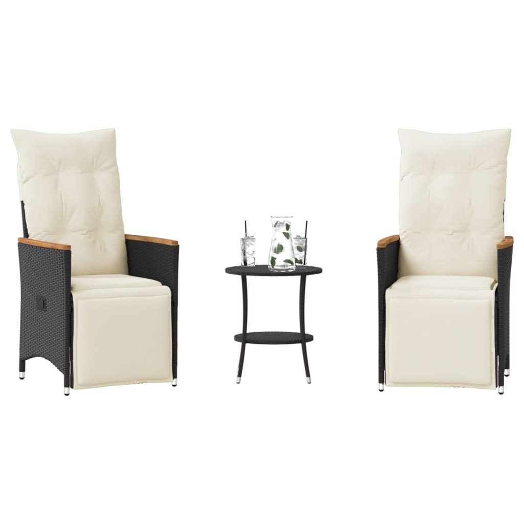 Set Bistro De Grădină Cu Perne, 3 Piese, , Poliratan