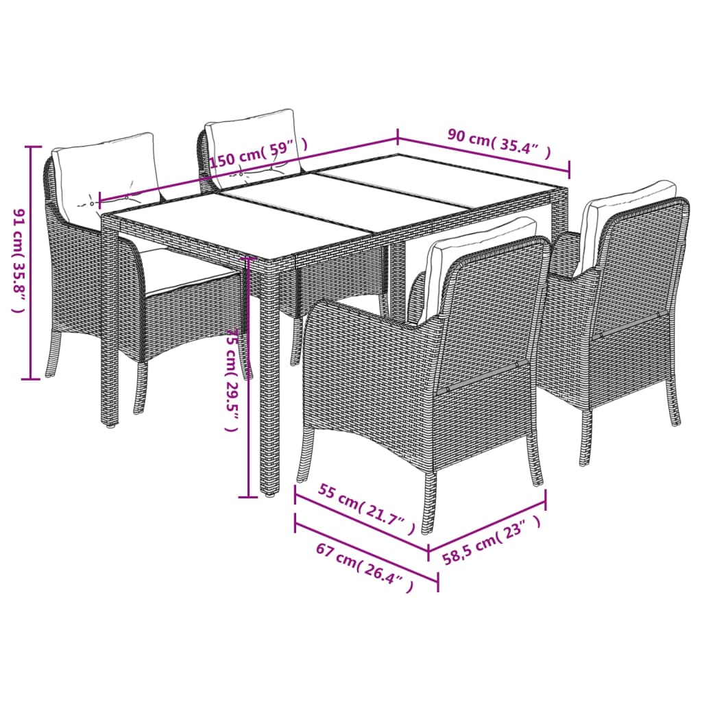 Set Mobilier De Grădină Cu Perne, 5 Piese, Negru, Poliratan