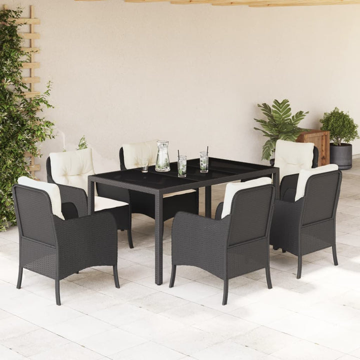 Set Mobilier De Grădină Cu Perne, 5 Piese, Negru, Poliratan