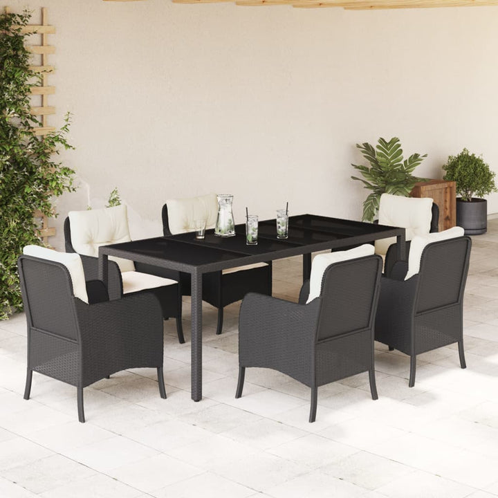 Set Mobilier De Grădină Cu Perne, 5 Piese, Negru, Poliratan