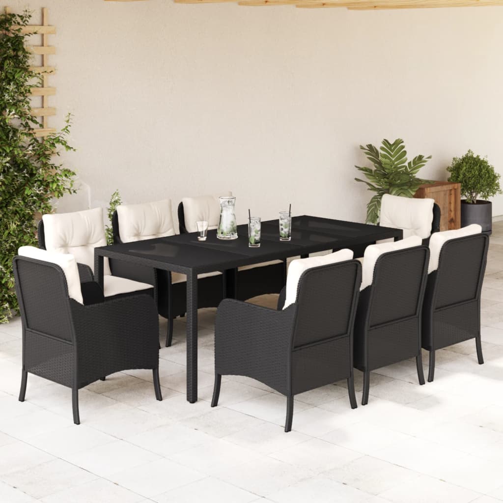 Set Mobilier De Grădină Cu Perne, 5 Piese, Negru, Poliratan