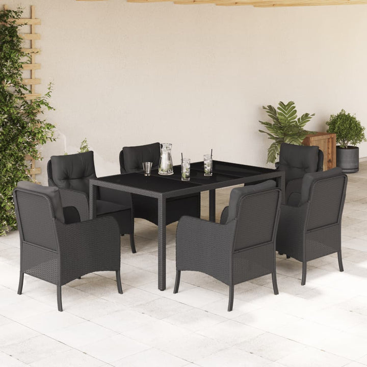 Set Mobilier De Grădină Cu Perne, 5 Piese, Negru, Poliratan