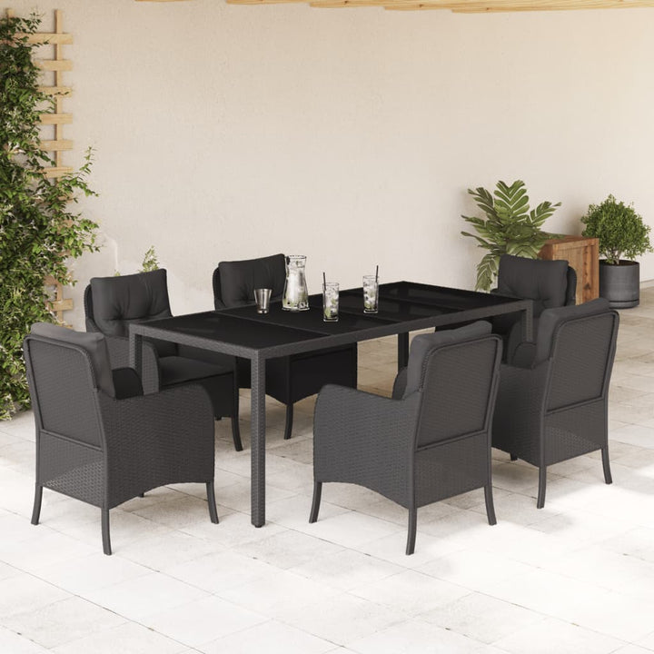Set Mobilier De Grădină Cu Perne, 5 Piese, Negru, Poliratan