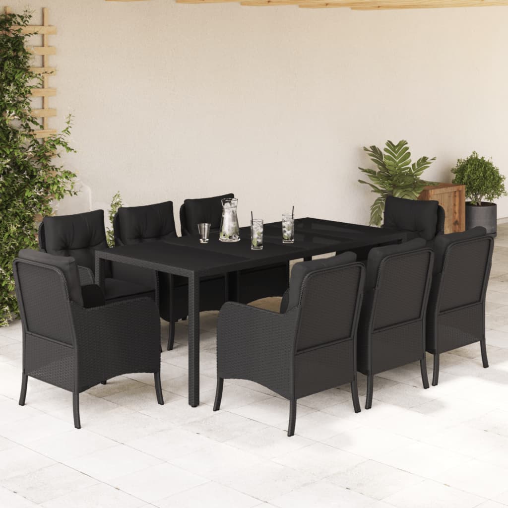 Set Mobilier De Grădină Cu Perne, 5 Piese, Negru, Poliratan