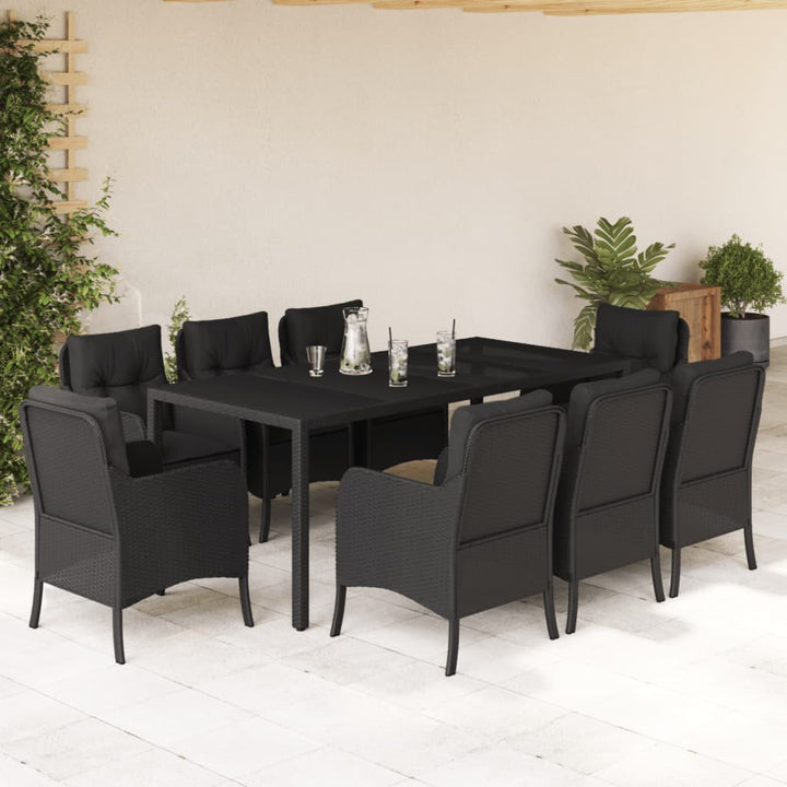 Set Mobilier De Grădină Cu Perne, 5 Piese, Negru, Poliratan