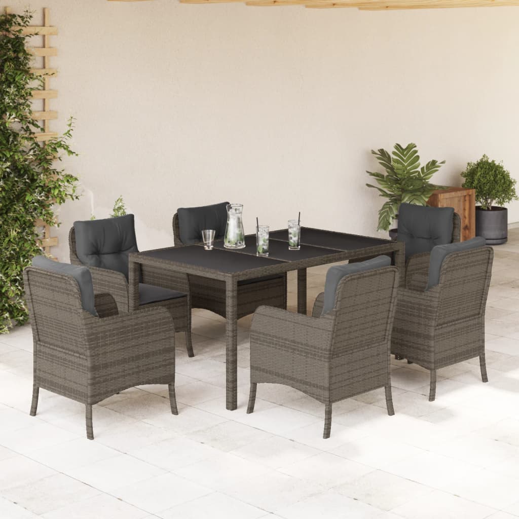 Set Mobilier De Grădină Cu Perne, 5 Piese, Negru, Poliratan