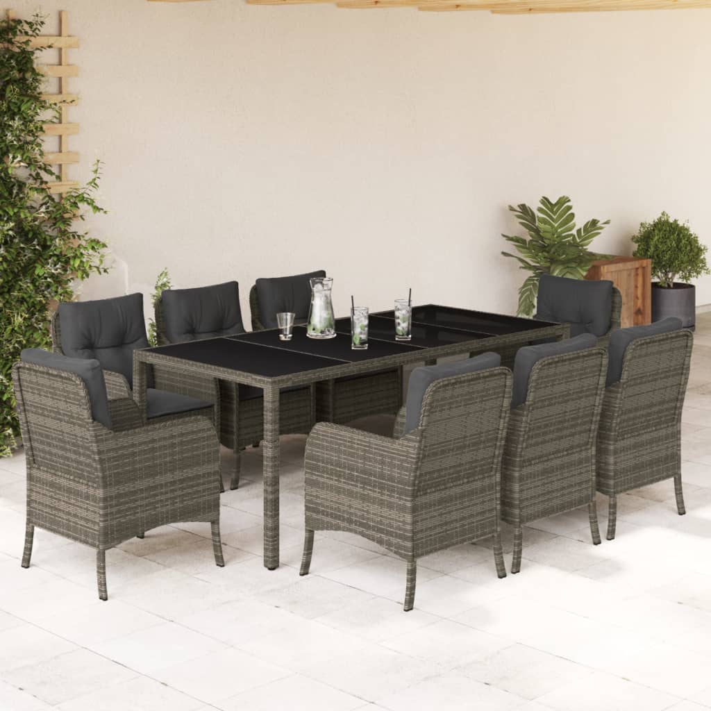 Set Mobilier De Grădină Cu Perne, 5 Piese, Negru, Poliratan