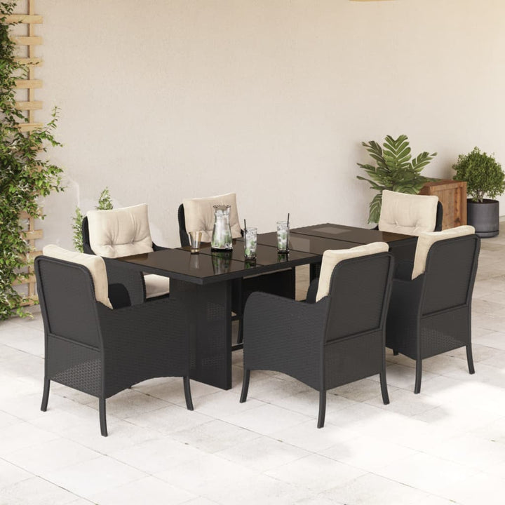 Set Mobilier Grădină Cu Perne, 9 Piese, , Poliratan