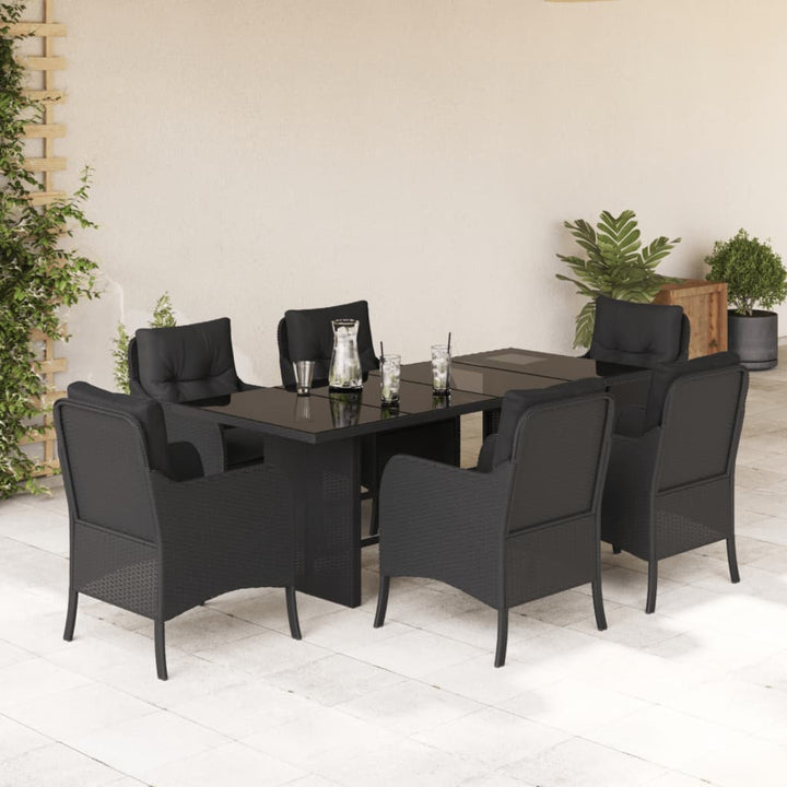 Set Mobilier Grădină Cu Perne, 9 Piese, , Poliratan