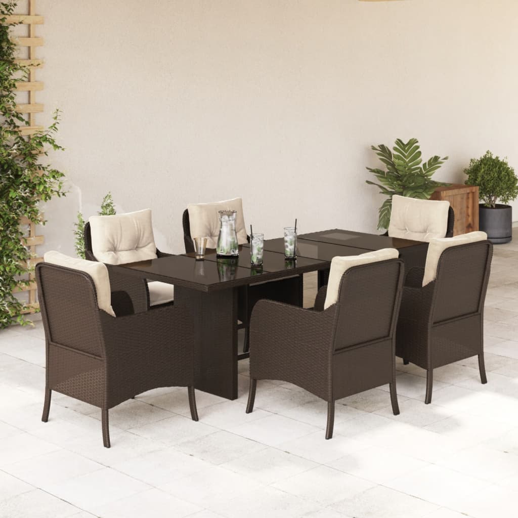 Set Mobilier Grădină Cu Perne, 9 Piese, , Poliratan