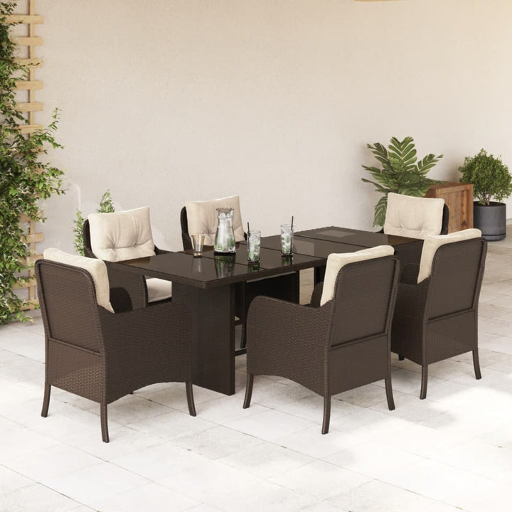 Set Mobilier Grădină Cu Perne, 9 Piese, , Poliratan
