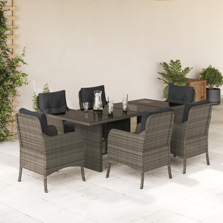 Set Mobilier Grădină Cu Perne, 9 Piese, , Poliratan