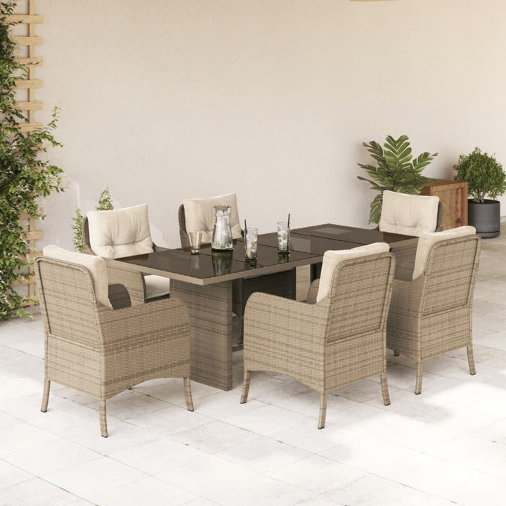 Set Mobilier Grădină Cu Perne, 9 Piese, , Poliratan