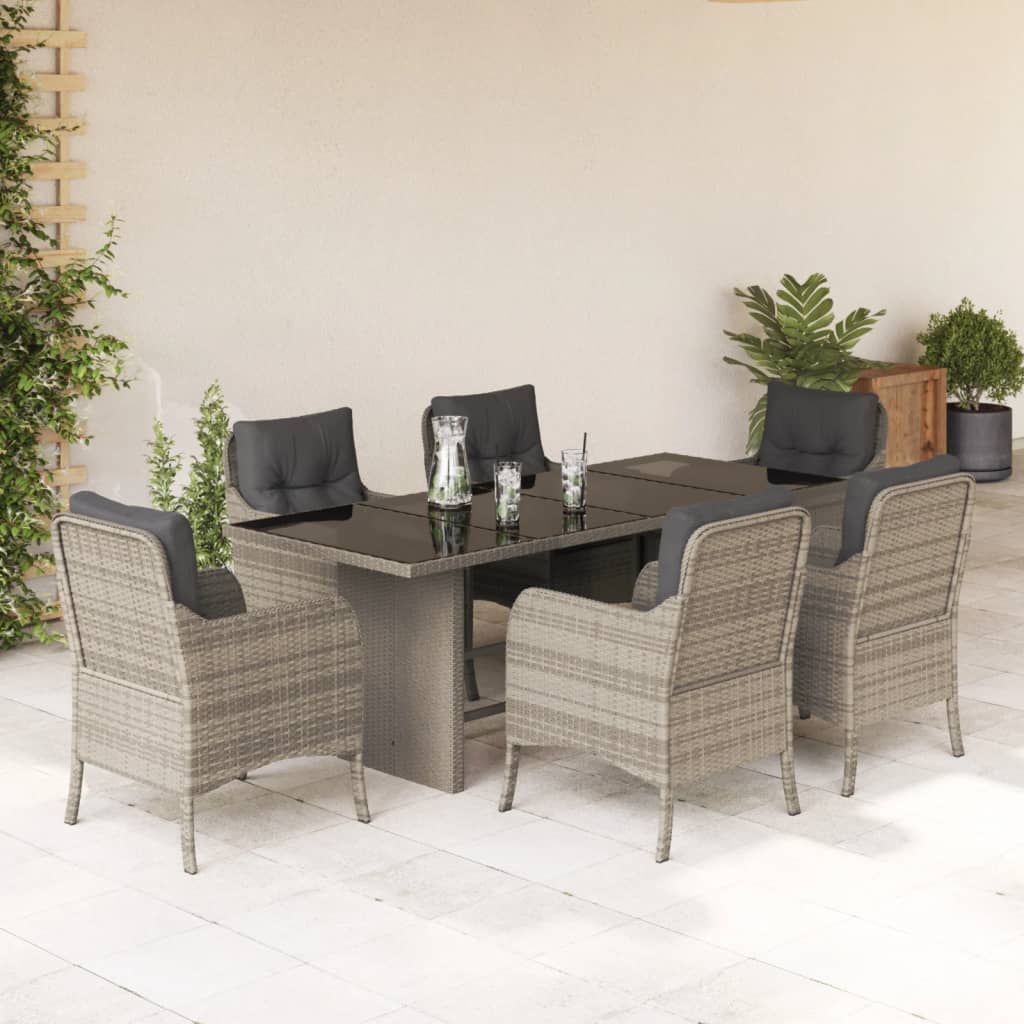 Set Mobilier Grădină Cu Perne, 9 Piese, , Poliratan