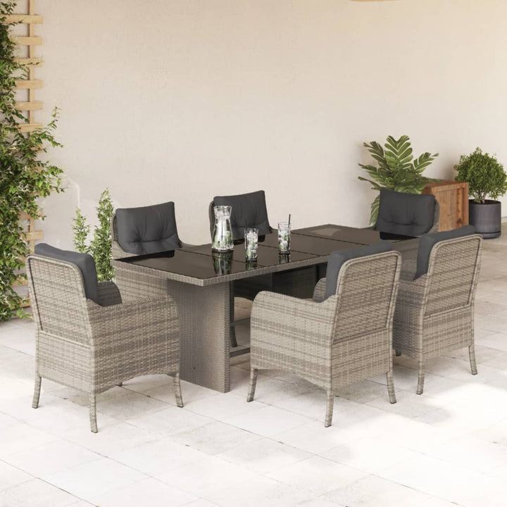 Set Mobilier Grădină Cu Perne, 9 Piese, , Poliratan