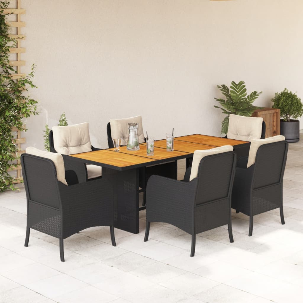 Set Mobilier Grădină Cu Perne, 9 Piese, , Poliratan