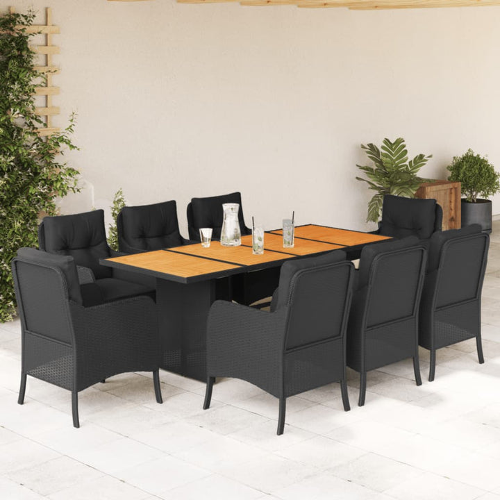 Set Mobilier Grădină Cu Perne, 9 Piese, , Poliratan