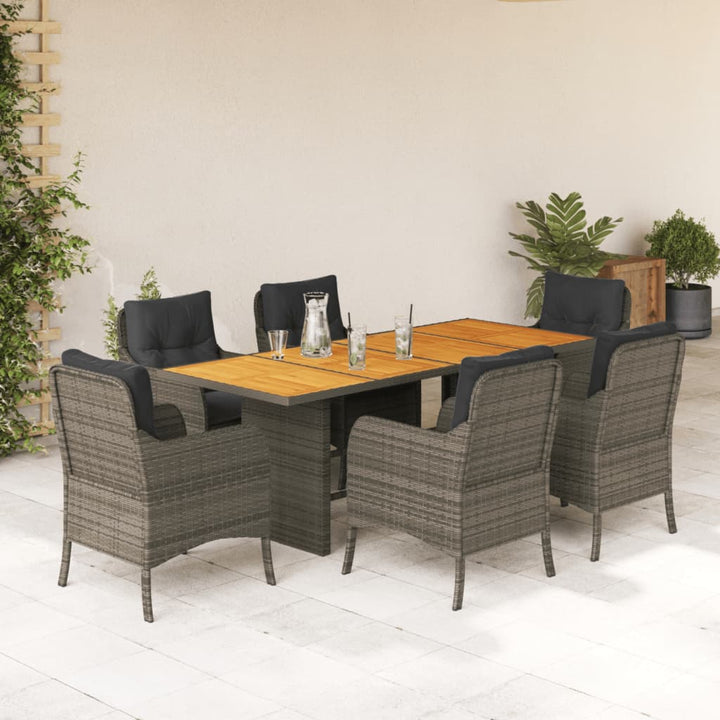 Set Mobilier Grădină Cu Perne, 9 Piese, , Poliratan