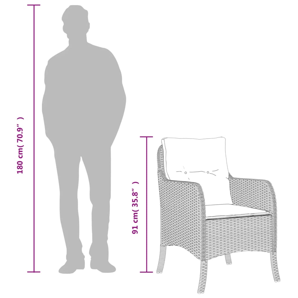 Set Mobilier Grădină Cu Perne, 9 Piese, , Poliratan