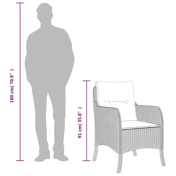 Set Mobilier Grădină Cu Perne, 9 Piese, , Poliratan