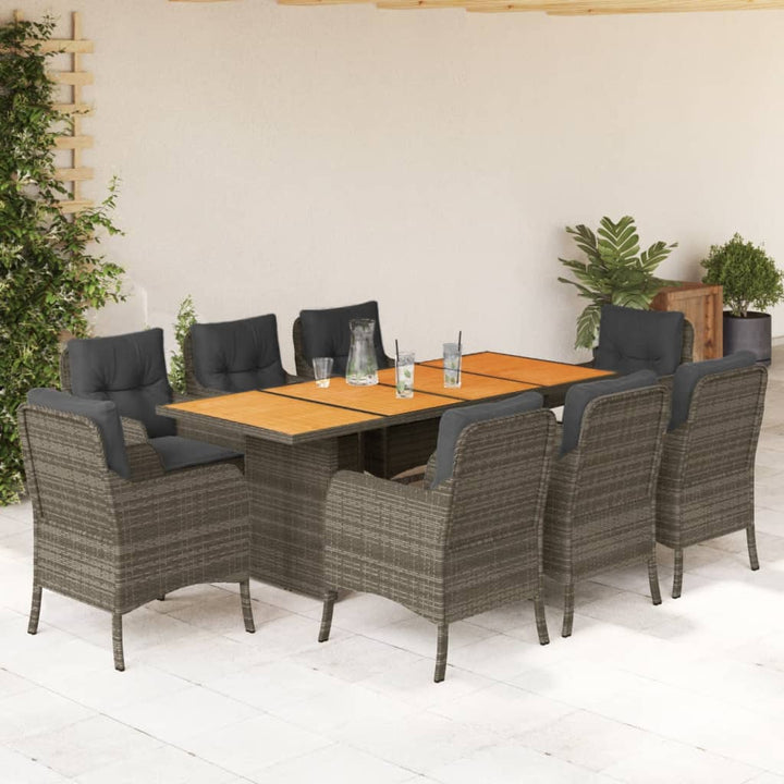 Set Mobilier Grădină Cu Perne, 9 Piese, , Poliratan
