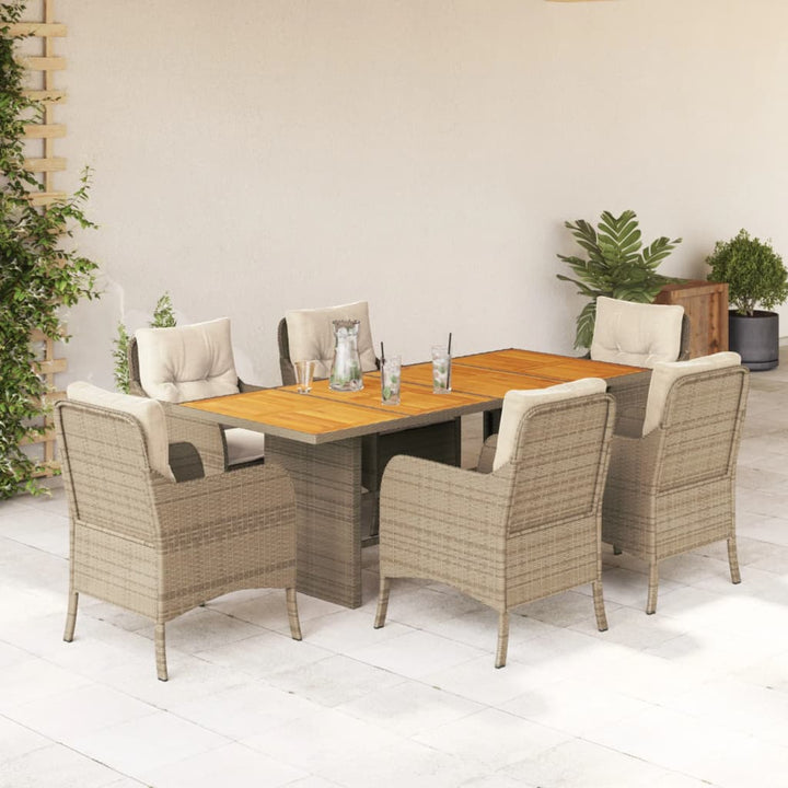 Set Mobilier Grădină Cu Perne, 9 Piese, , Poliratan