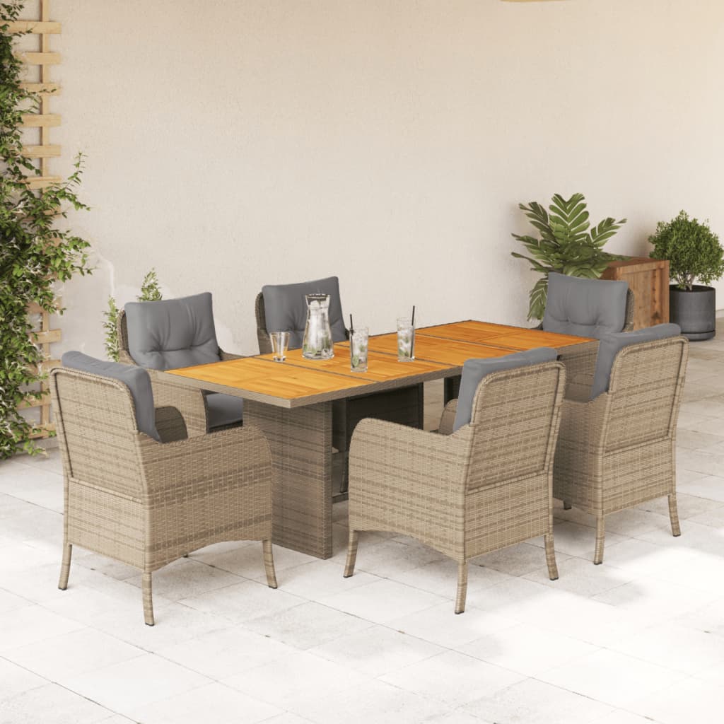 Set Mobilier Grădină Cu Perne, 9 Piese, , Poliratan