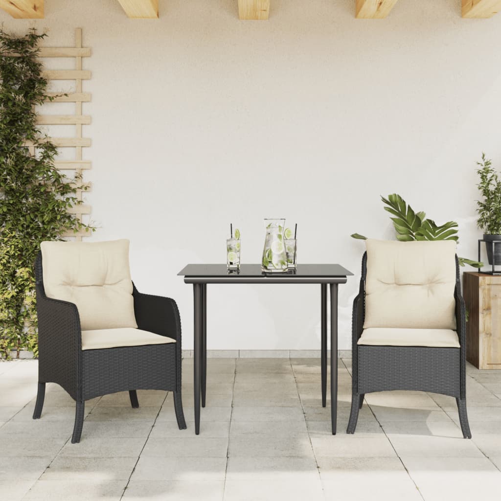 Set Mobilier De Grădină Cu Perne, 7 Piese, Negru, Poliratan