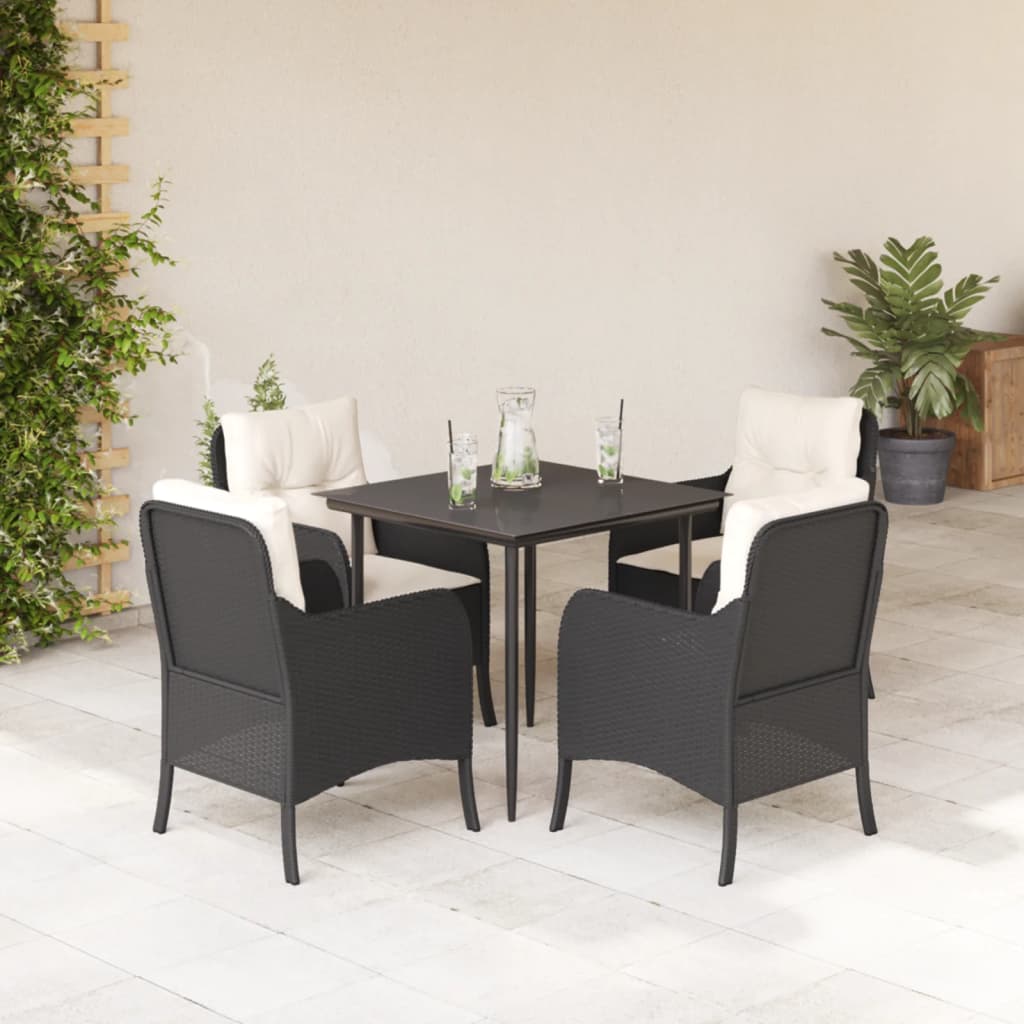 Set Mobilier De Grădină Cu Perne, 7 Piese, Negru, Poliratan