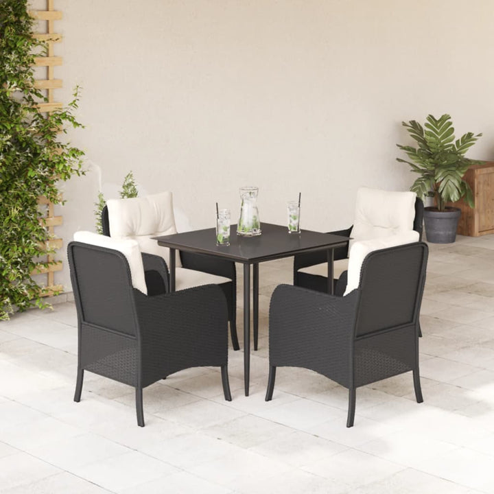 Set Mobilier De Grădină Cu Perne, 7 Piese, Negru, Poliratan