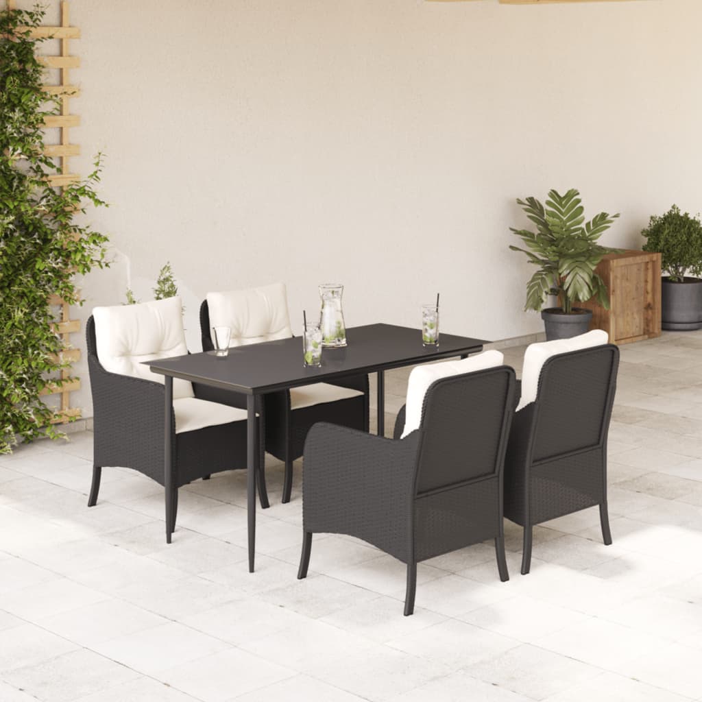 Set Mobilier De Grădină Cu Perne, 7 Piese, Negru, Poliratan