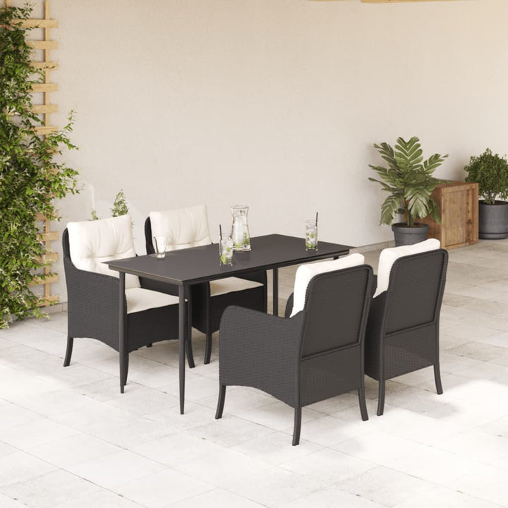 Set Mobilier De Grădină Cu Perne, 7 Piese, Negru, Poliratan