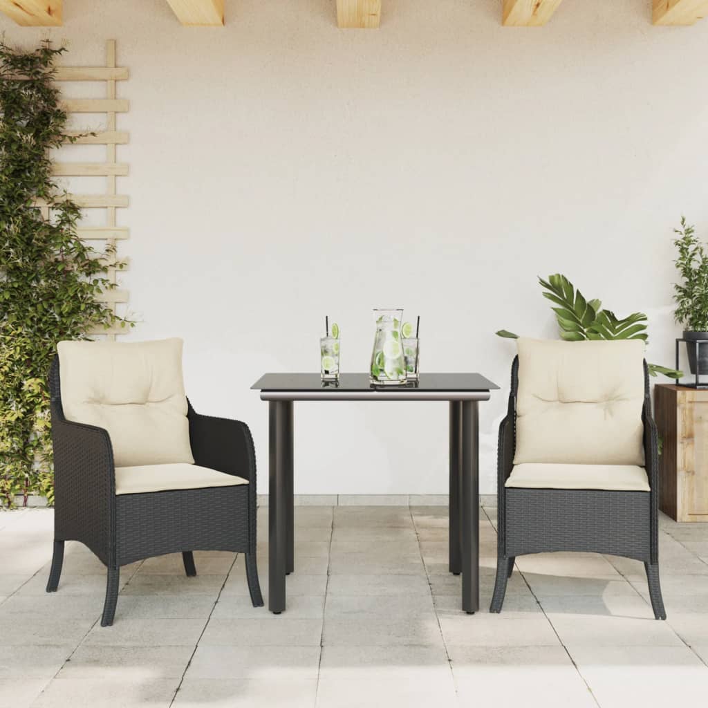 Set Mobilier De Grădină Cu Perne, 7 Piese, Negru, Poliratan