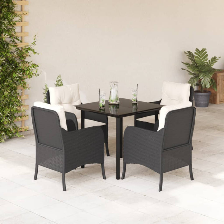 Set Mobilier De Grădină Cu Perne, 7 Piese, Negru, Poliratan