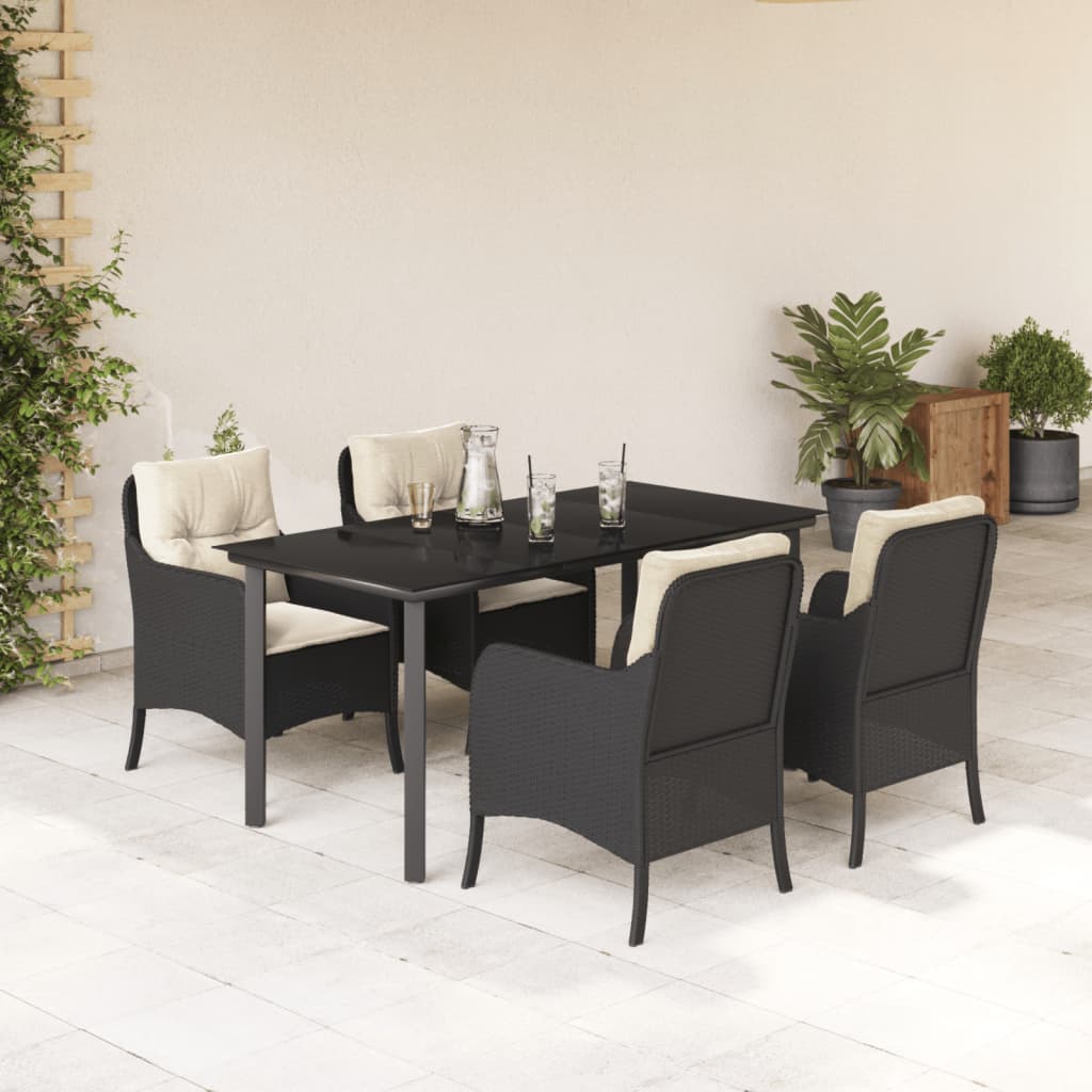 Set Mobilier De Grădină Cu Perne, 7 Piese, Negru, Poliratan