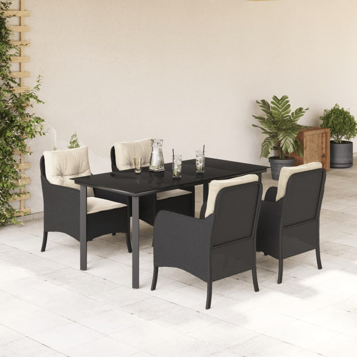 Set Mobilier De Grădină Cu Perne, 7 Piese, Negru, Poliratan