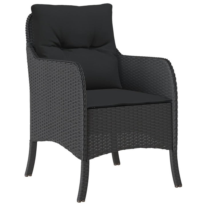 Set Mobilier De Grădină Cu Perne, 3 Piese, Negru, Poliratan