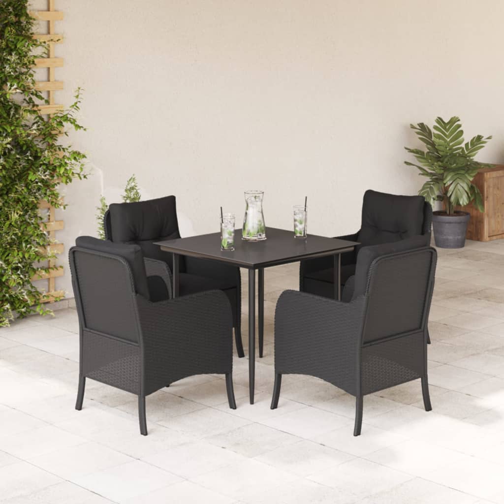 Set Mobilier De Grădină Cu Perne, 3 Piese, Negru, Poliratan