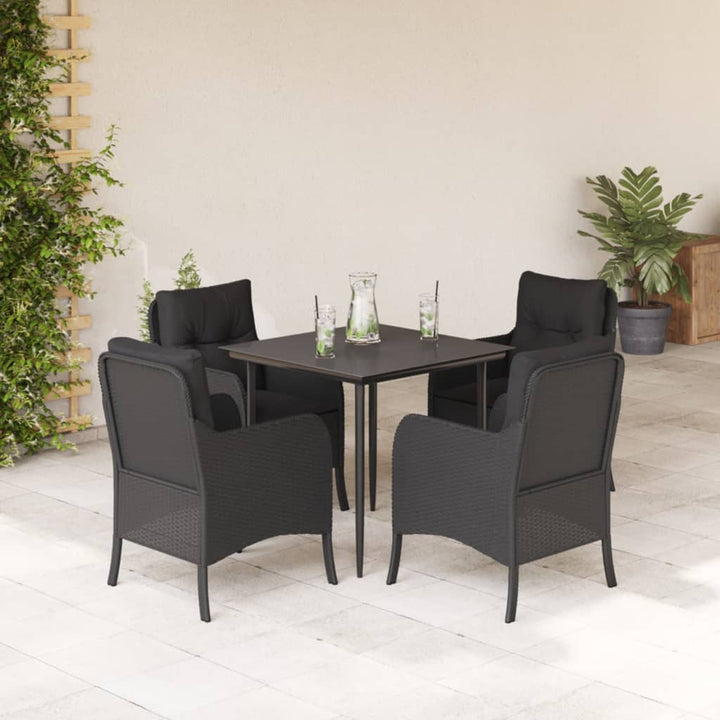 Set Mobilier De Grădină Cu Perne, 3 Piese, Negru, Poliratan