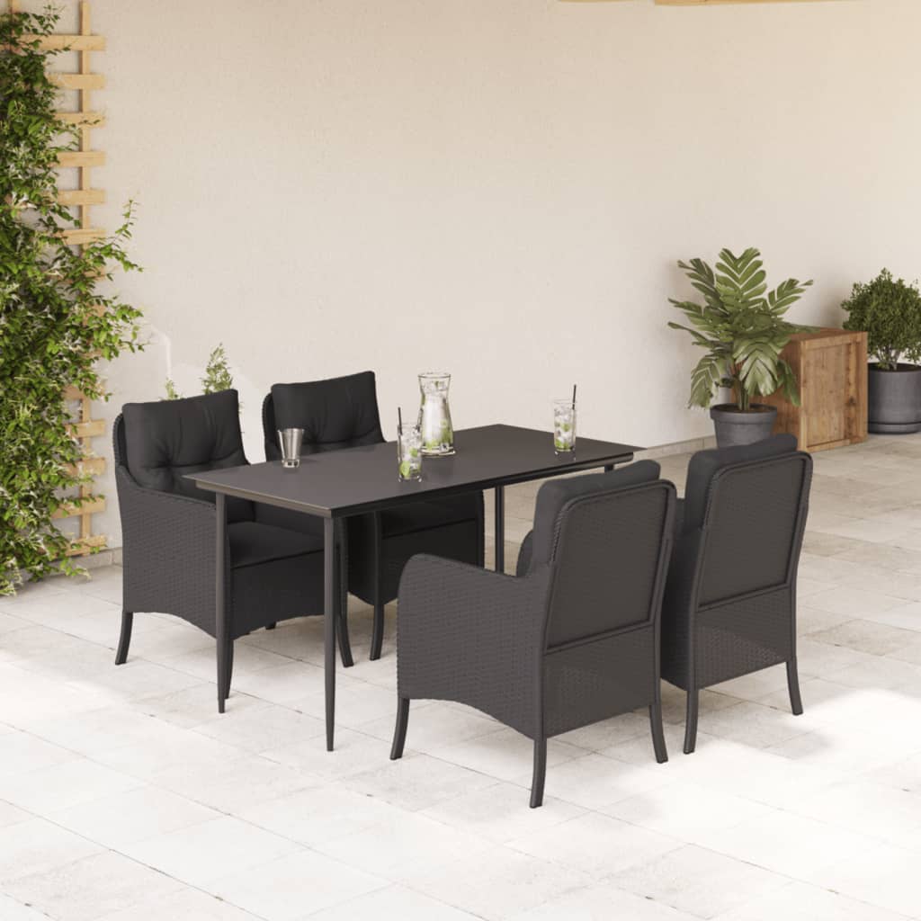 Set Mobilier De Grădină Cu Perne, 3 Piese, Negru, Poliratan