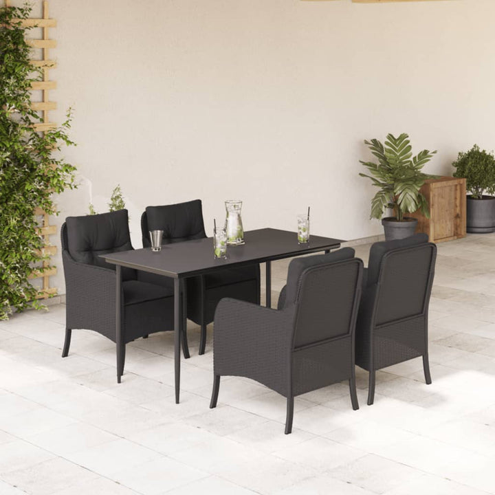 Set Mobilier De Grădină Cu Perne, 3 Piese, Negru, Poliratan