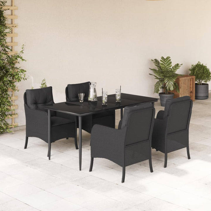 Set Mobilier De Grădină Cu Perne, 3 Piese, Negru, Poliratan
