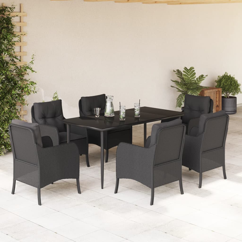 Set Mobilier De Grădină Cu Perne, 3 Piese, Negru, Poliratan
