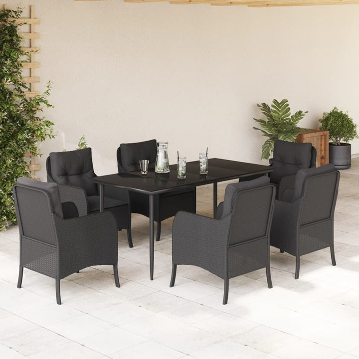 Set Mobilier De Grădină Cu Perne, 3 Piese, Negru, Poliratan