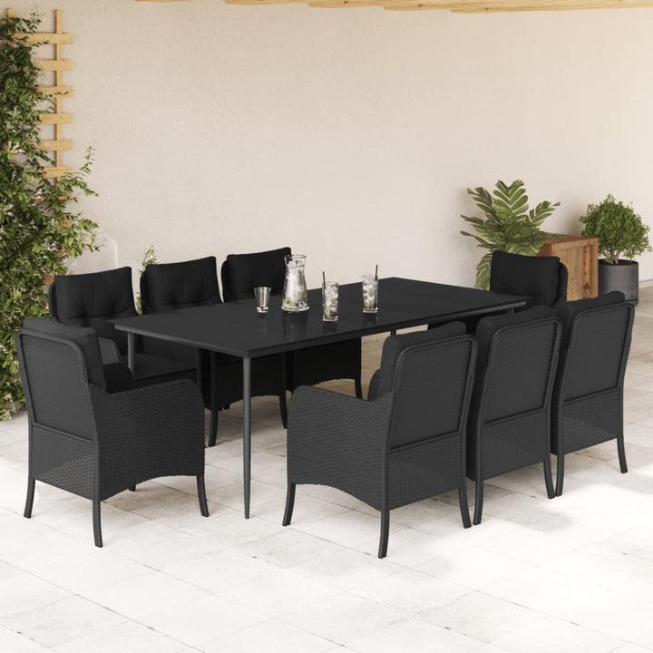 Set Mobilier De Grădină Cu Perne, 3 Piese, Negru, Poliratan