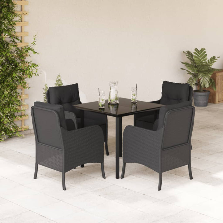 Set Mobilier De Grădină Cu Perne, 3 Piese, Negru, Poliratan